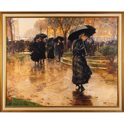 601 - After Frederick Childe Hassam (American, 1859-1935) - Rain Storm Union Square - Giclee print on canv... 