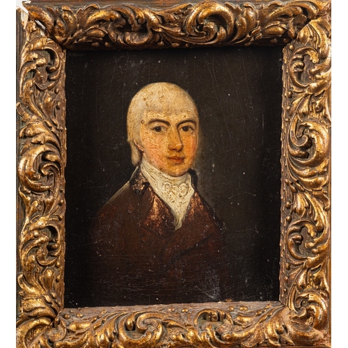 611 - British School, 18th Century - Portraits of gentlemen, head and shoulders - Two oils on panel - Each... 