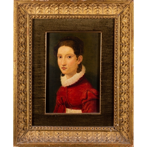 632 - Circle of Alessandro Allori (Italian, 1535-1607) - Portrait of a girl in a red caftan and ruff colla... 