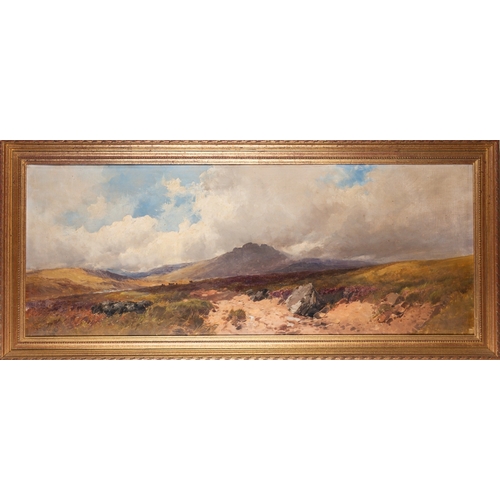 644 - Frederick John Widgery (British, 1861-1942) - Oil on canvas - Panoramic view of Dartmoor - 36.5 x 95... 