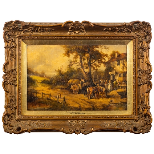 646 - William Shayer (British, 1787-1879) - A Wayside Inn - Oil on canvas - 19 x 29cm - 32 x 42cm framed -... 