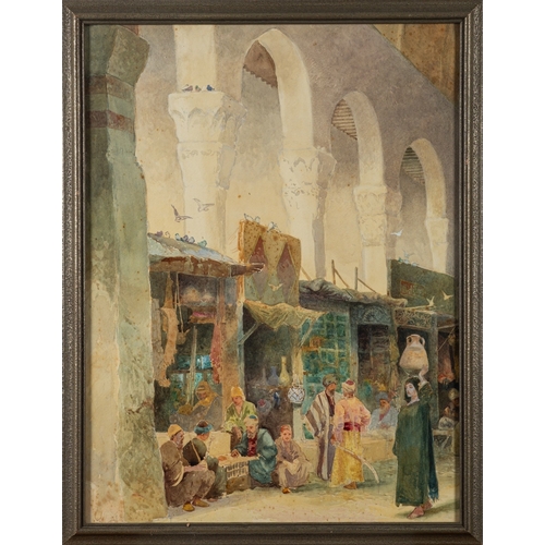 682 - Charles Robertson A.R.W.S. (British, 1844-1891) - Eastern scene at a market - Watercolour - 53.5 x 4... 