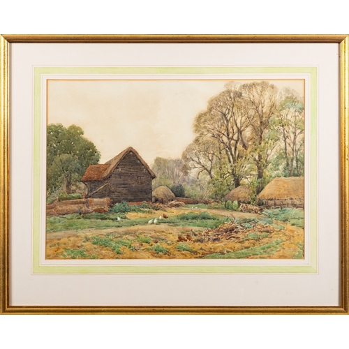 695 - Alfred Fontville de Breanski Junior (British, 1877-1957) - A Berkshire farmyard - Watercolour - 36 x... 