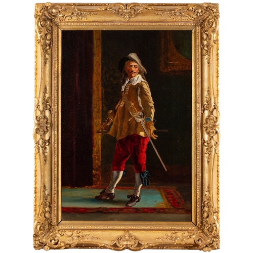 708 - Follower of Jean-Louis-Ernest Meissonier (French, 1815-1891) - Standing Cavalier - Oil on canvas - 4... 