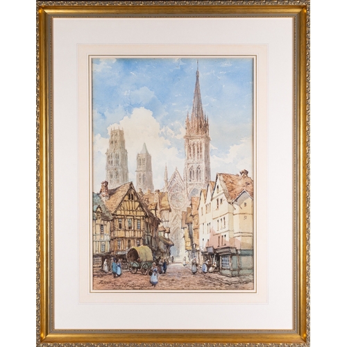 726 - Pierre Le Bouef (French, fl. 1899-1920) - Rouen - Watercolour - 54 x 37.5cm - 81 x 65cm framed - Sig... 