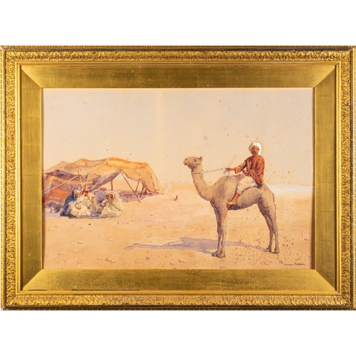 727 - Giovanni Barbaro (Italian, 1864-1915) - An Arabian Encampment - Watercolour - 50 x 76cm - 74 x 99cm ... 