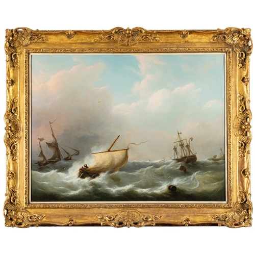 745 - Martinus Schouman (Dutch, 1770-1848) -  Shipping in choppy waters - Oil on canvas - 70 x 92.5cm - 95... 