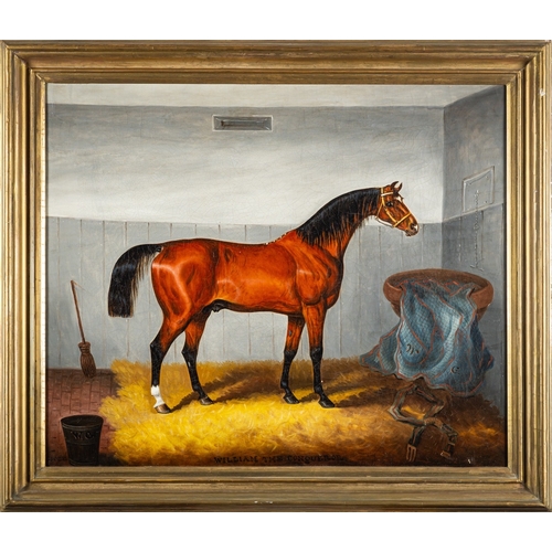 749 - Samuel Spode (British, fl. 1825-1858) - The racehorse William the Conqueror, in a stable - Oil on ca... 