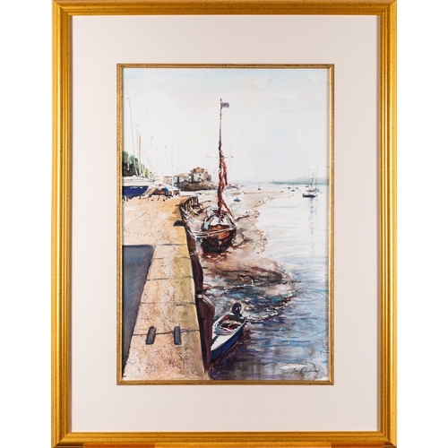 812 - Toni G. Hazlewood (British, Contemporary) - Topsham Harbour Devon - Watercolour - 53 x 35cm - 77 x 5... 