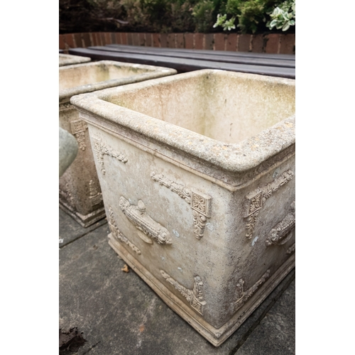 1172 - A set of four stone composition garden planters, almost certainly by Haddonstone, modern; of square ... 