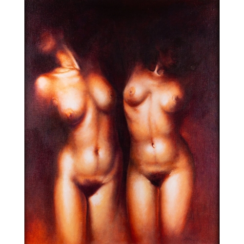 152 - Bonnie-Helen Hawkins (British, b. 1969)- Dark Sisters - Acrylic on board - 67.5 x 54cm - 93 x 79.5cm... 
