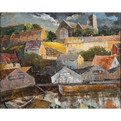 169 - Christine Nisbet (American, 1902-1991) - Church Hill, Salcombe - Oil on board - 39.5 x 49.5cm - 54.5... 