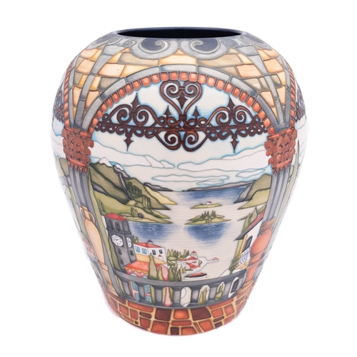 24 - A Moorcroft pottery vase, tube lined in the Lake Garda pattern after the original by Paul Hilditch, ... 