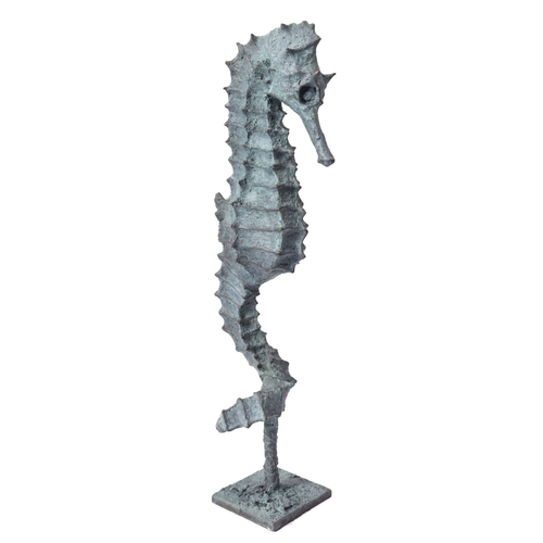 541 - Rachael Noon, (b.1964) 'Little Greek', patinated bronze, a model of a seahorse; signed to the square... 