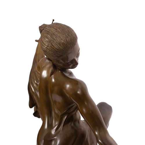 546 - Jean-Paul Floch, (French b.1949); 'Harmonie', a patinated bronze model of a dancing girl, portrayed ... 