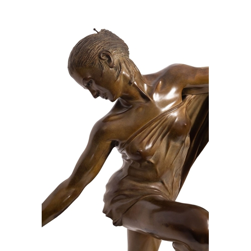 546 - Jean-Paul Floch, (French b.1949); 'Harmonie', a patinated bronze model of a dancing girl, portrayed ... 