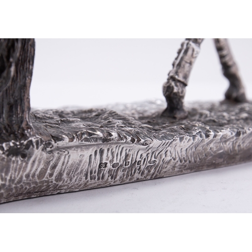 1 - An Elizabeth II silver covered resin horse racing sculpture 'Over the Sticks' by Camelot Silverware ... 