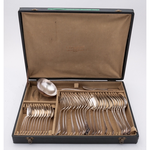 10 - A mid 20th century cased canteen of French silver plated flatware by Christofle, comprising twelve t... 