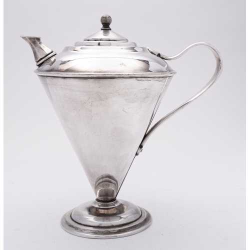 12 - An Art Nouveau silver plated coffee jug in the manner of W.A.S. Benson, not marked, 22cm., (8.6ins.)... 