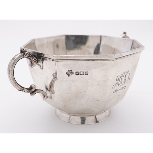 123 - An Edward VI silver two handled sugar bowl by William Hutton & Sons Ltd, Sheffield 1907, of octagona... 