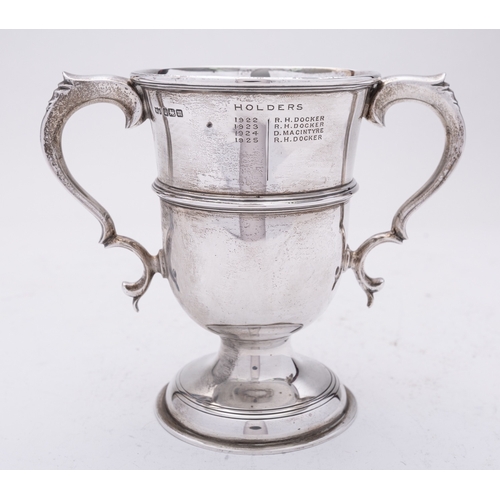 133 - A George V silver two handled trophy cup by Mappin & Webb, Sheffield 1904, engraved 'Torosay Challen... 