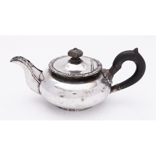 171 - A mid 19th century Polish silver plated tea pot by Joseph Fraget, Warsaw, 1848, of compressed pumpki... 