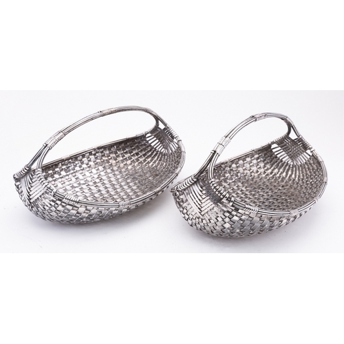 174 - A pair of mid 20th century French woven silver plated bread baskets by Christofle, numbered 39962, o... 