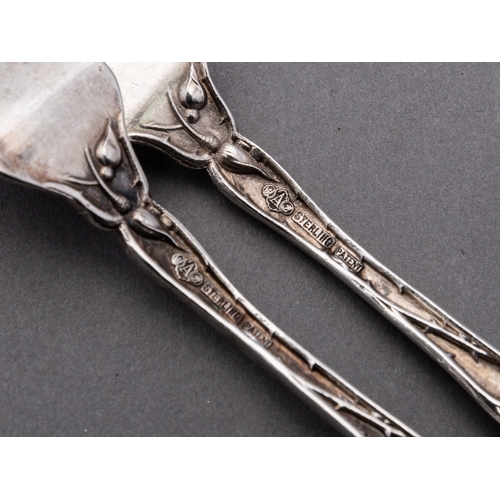 186 - A set of eight late 19th century American sterling silver snail forks and an auger by Alvin-Beiderha... 