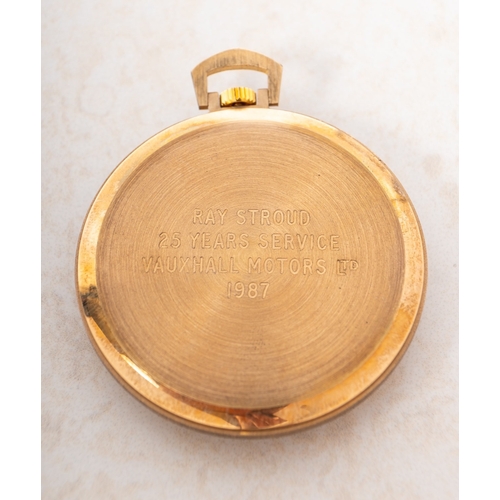 274 - Garrad an 9ct gold pocket watch, the silvered dial having gold Roman numerals, baton hands, a subsid... 