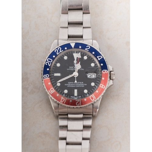 314 - Rolex G.M.T. Master a gentleman's stainless-steel Oyster perpetual wristwatch with Pepsi red and blu... 