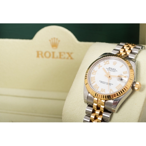 335 - A lady's Rolex Datejust Oyster Perpetual two-tone gold and stainless-steel wristwatch the round whit... 