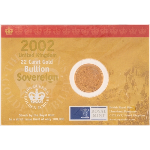 427 - A 2002 full sovereign, a sealed 2002 Queen Elizabeth II full sovereign, alloy 22 carat gold, 7.98gra... 