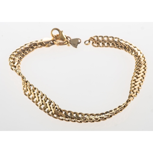 484 - A bracelet and a chain, a 'figure of eight' link bracelet (bracelet broken and twisted), UK import m... 