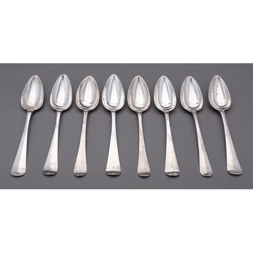 49 - A matched set of eight mid 19th century Dutch silver table spoons, .833, after 1814 before 1953, thr... 