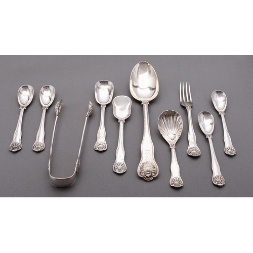 64 - A matched canteen of Victorian flatware King's Husk pattern cutlery, various makers and dates, with ... 