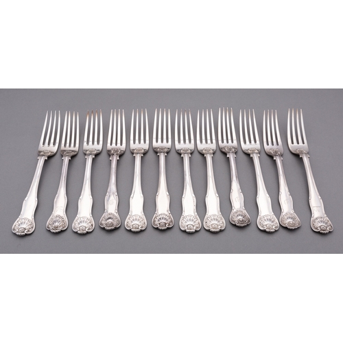 64 - A matched canteen of Victorian flatware King's Husk pattern cutlery, various makers and dates, with ... 