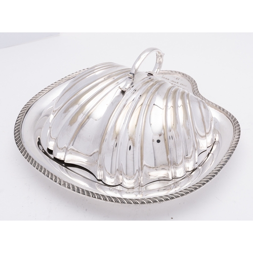 7 - An Edward VII silver plated cheese dish by Fenton Brothers Ltd, model 868, of D shape, shell dome wi... 