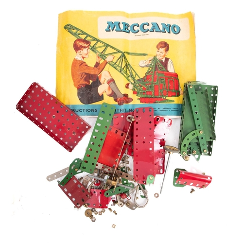 1033 - A small collection of Meccano, together with an outfit No.2 instruction manual.