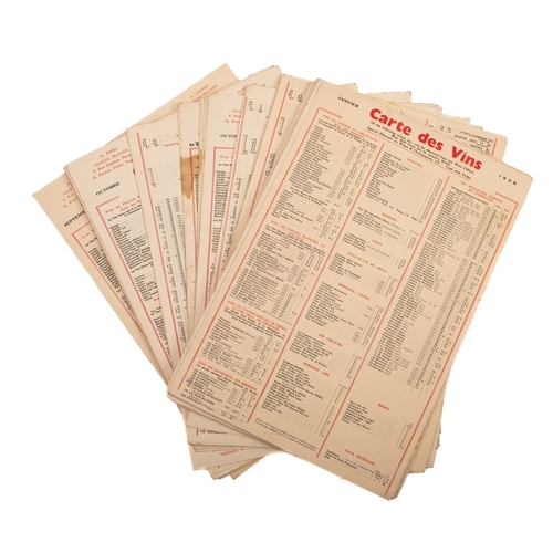 1037 - A collection of 1930s Maison Prunier menus. Of card construction with a range of food related prints... 