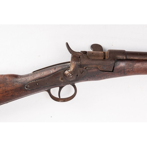 127 - An Austrian 11.4x50 calibre Werndl Model 1869 Breech loading service rifle, serial number 898,  sigh... 