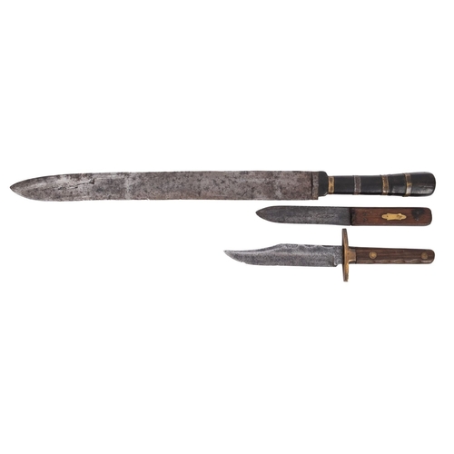 129 - An early 20th century Green River Knife, maker Jonathan Crookes, Sheffield, with two piece wooden gr... 