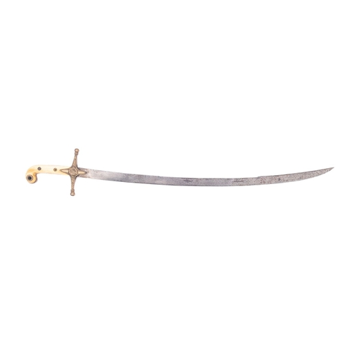 134 - A 19th century British Cavalry Mameluke, unsigned, the slightly curved single edge blade with traces... 