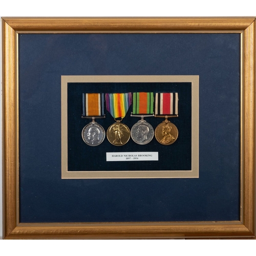 210 - A WWI/WWII group of four to  'F 12086 H N Brooking POM RNAS' war Medal , Victory Medal Defence Medal... 