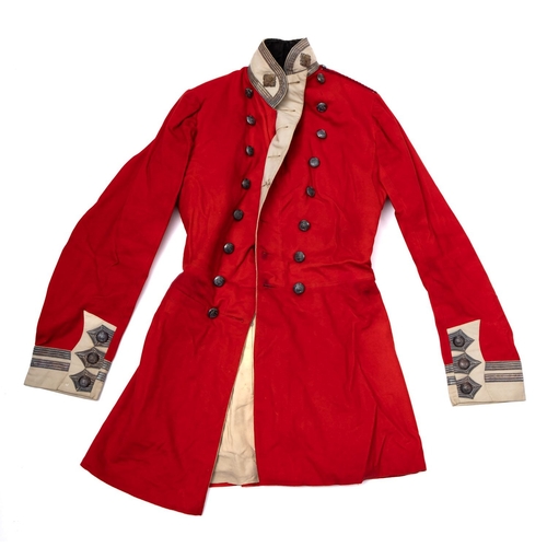 230 - South Devon Militia. A Victorian red wool double breasted tunic/overcoat, with silver trimmed white ... 