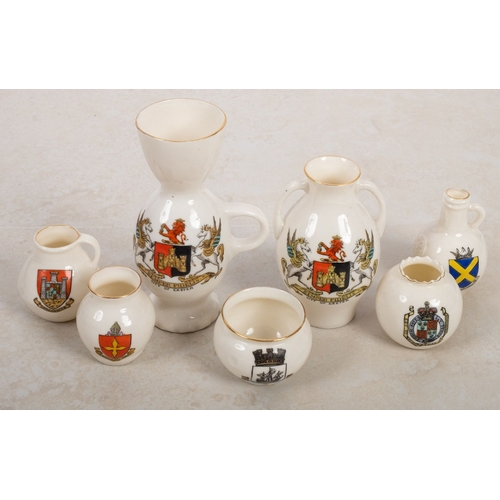 30 - A collection of mainly South West themed crested wares. Including dishes, vases and mugs etc noting ... 