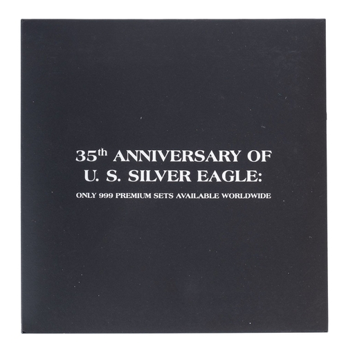 638 - 2021 USA fine silver one dollar set, (two coins), 35th Anniversary of US silver eagle.