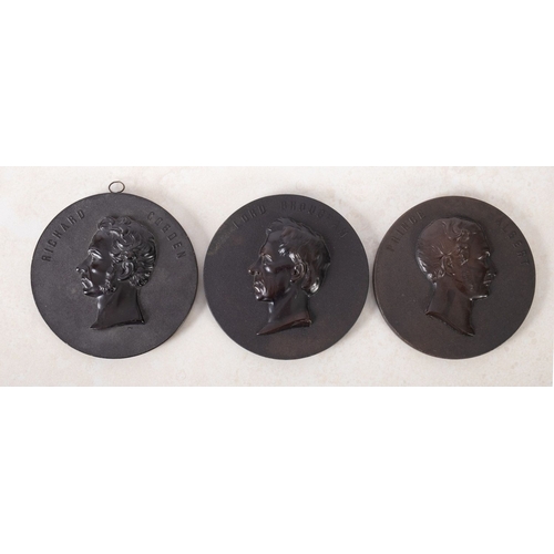 647 - A group of three 'Bois Durci' Bakelite Medallions, with relief busts of ' Prince Albert', 'Richard C... 