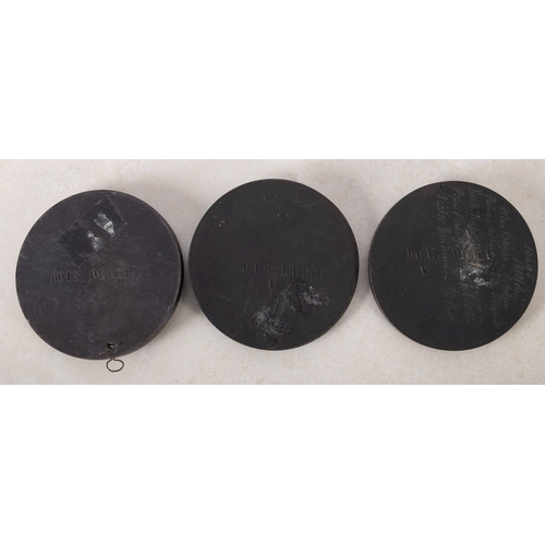 647 - A group of three 'Bois Durci' Bakelite Medallions, with relief busts of ' Prince Albert', 'Richard C... 