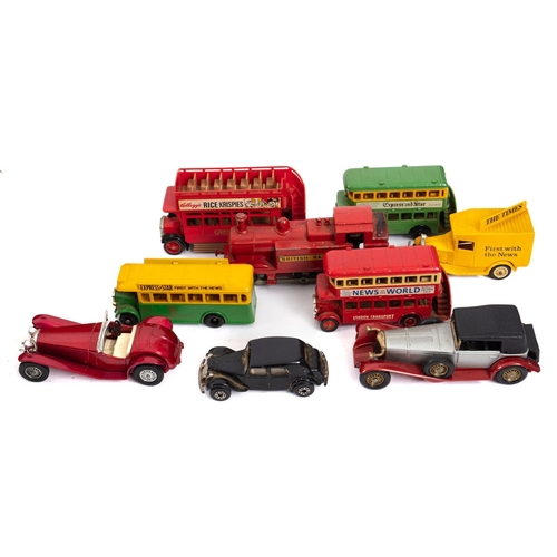 815 - A mixed collection of diecast vehicles. Comprising Corgi, Matchbox and Lledo, mainly cars and buses ... 