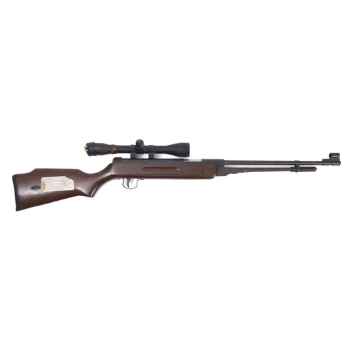 91 - A .22 calibre underlever air rifle. With wooden stock and 14'' length of pull, sold with a Richter O... 